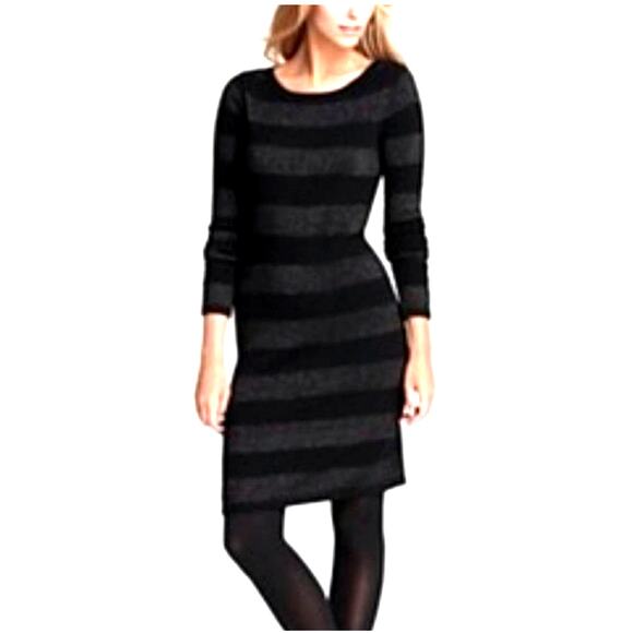 Vineyard Vines Wool Cashmere Black Stripe Sweater Dress Metallic Size XS - Picture 2 of 6